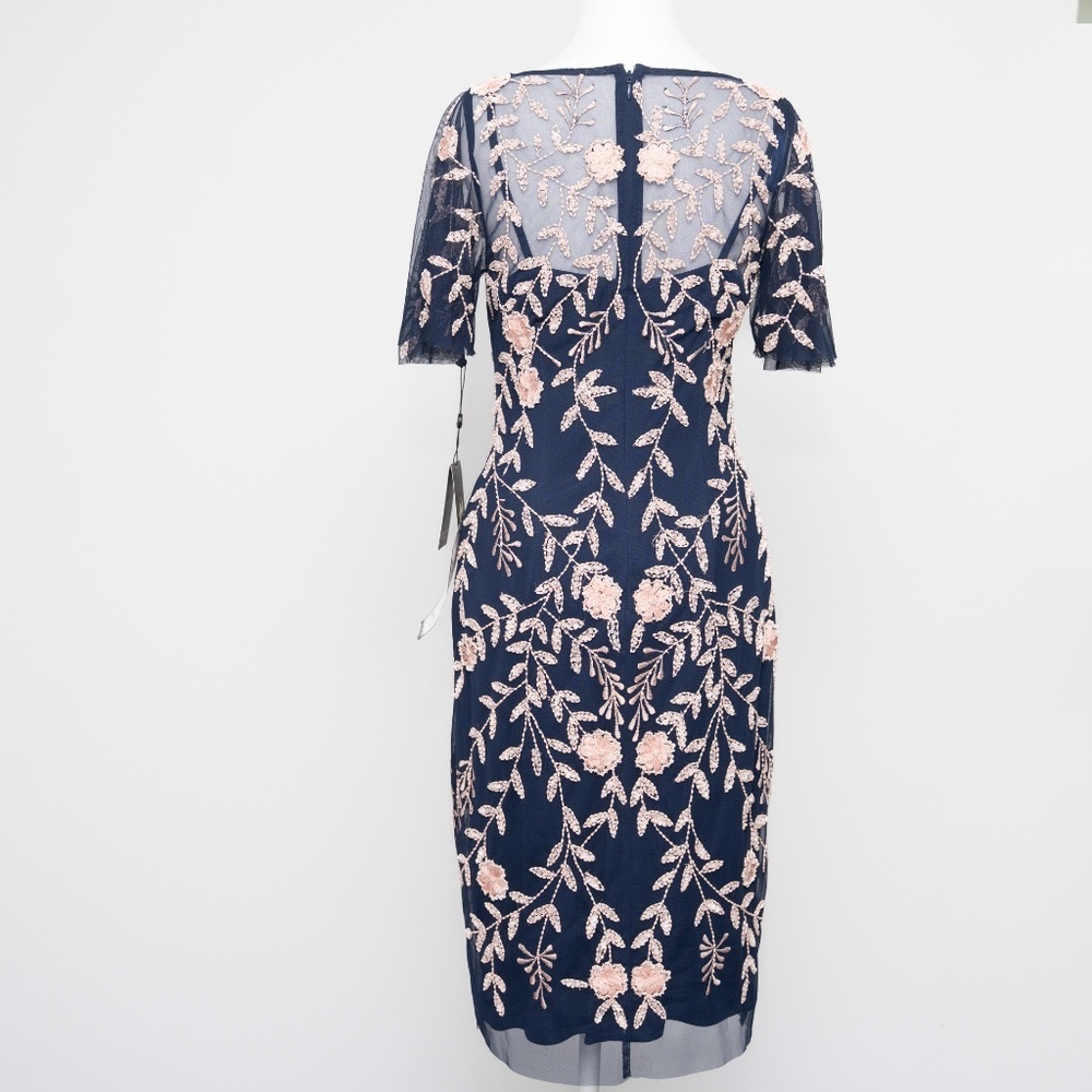 Adrianna Papell Beaded Flutter Sleeve Dress - Picture 3 of 16